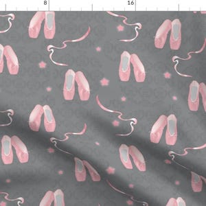 Ballet Shoes Fabric - Pointes Shoes (Pink) By Vannina - Ballet Girls Pink Gray Ballerina Dance Cotton Fabric By The Yard With Spoonflower