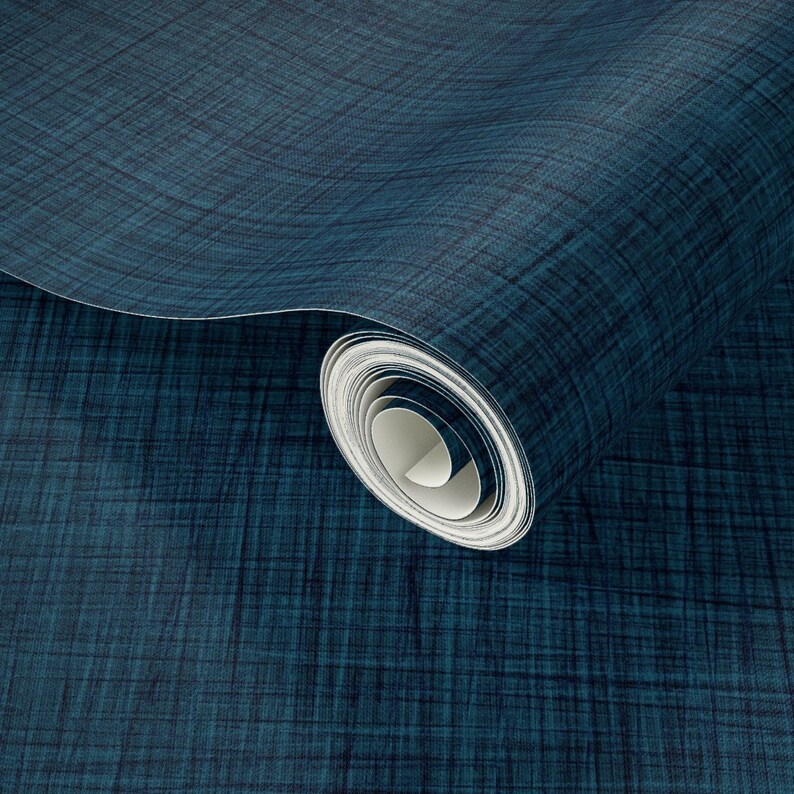 Linen Look Wallpaper Navyblue Arctic Wonderland by Etsy