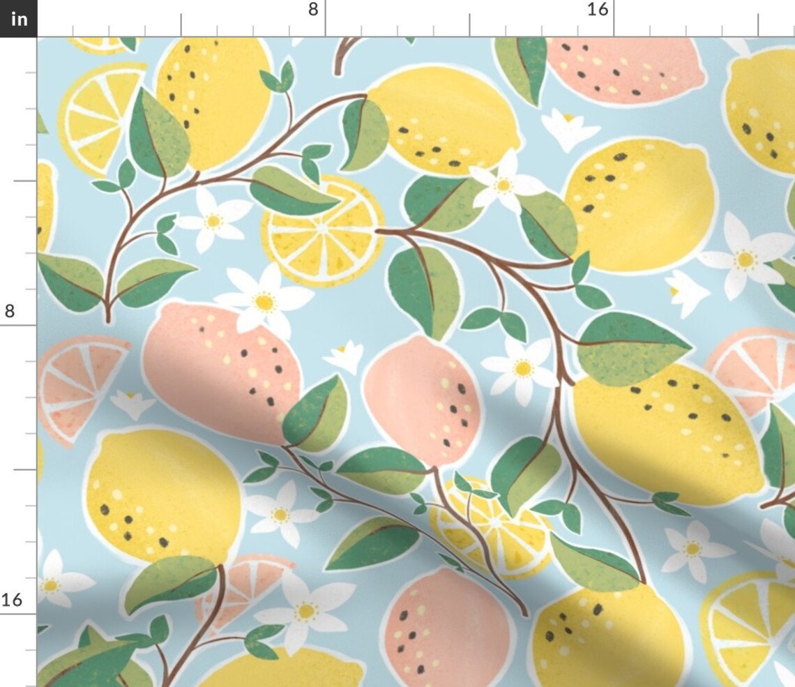 Lemonade Fabric Pink Lemonade by Lauren Faye Peachey Etsy
