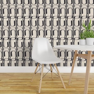 Abstract Geometric Peel and Stick Wallpaper - Whimsical Simple Bold Modern Minimalist - Removable Wall Decor Art - Paper Clip by red_bean
