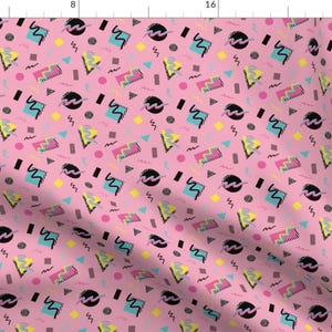 Retro Fabric - Postmodern Slumber Party by yesterdaycollection - Geometric 80s 90s Party Post Modern Pink Fabric by the Yard by Spoonflower