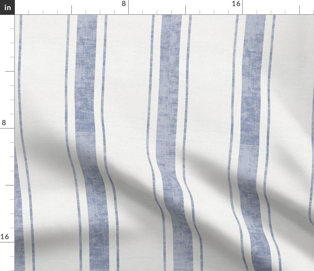 Linen Blue Stripes Fabric Aegean Bold Ticking Stripe - Etsy Canada