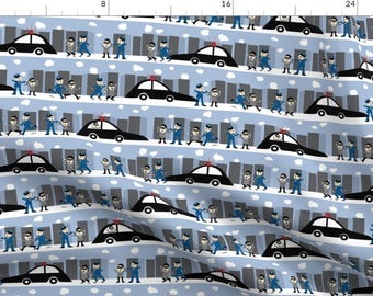 Cop and Burgler Fabric - Police Heros Say Crime Doesn'T Pay A Caper Chase By Vo_Aka_Virginiao - Law Enforcement Fabric With Spoonflower