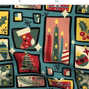 Christmas Fabric - Mod Christmas  by simplulina - Mid Century Modern Winter Traditional Retro 1960s Fabric by the Yard by Spoonflower