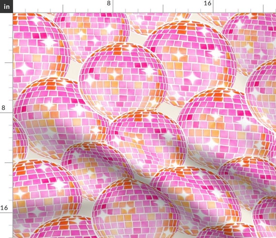 Pink Disco Fabric Sparkling Disco Balls by Byre_wilde Mirror Balls 70s  Vibes Retro Birthday Disco Ball Fabric by the Yard by Spoonflower 