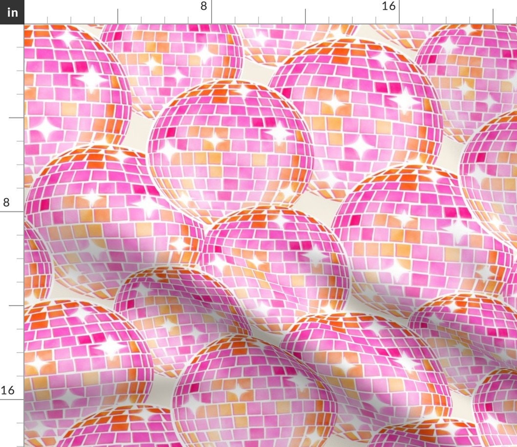 Pink Disco Fabric Sparkling Disco Balls by Byre_wilde Mirror Balls