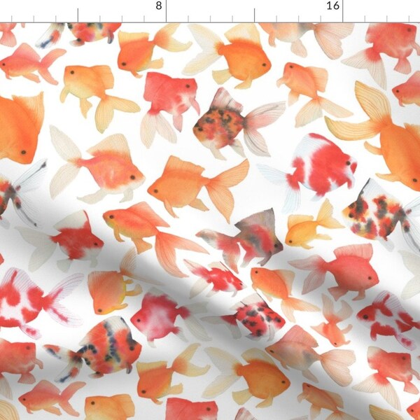 Watercolor Goldfish Fabric - Watercolor Goldfish By Mygiantstrawberry - Orange Goldfish Cotton Fabric By The Yard With Spoonflower