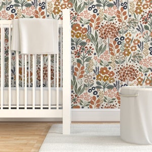 Garden Wallpaper - Neutral Botanical Garden By Jill O Connor - Neutral Nursery Pink Removable Self Adhesive Wallpaper Roll by Spoonflower