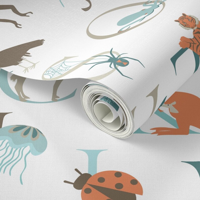Alphabet Wallpaper Animal Alphabet by Lynnbishopdesign - Etsy