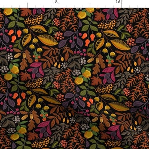 Autumn Fabric - Autumn Fruits And Berries By Capricorn-Ds - Autumn Dark Black Red Thanksgiving Cotton Fabric By The Yard With Spoonflower