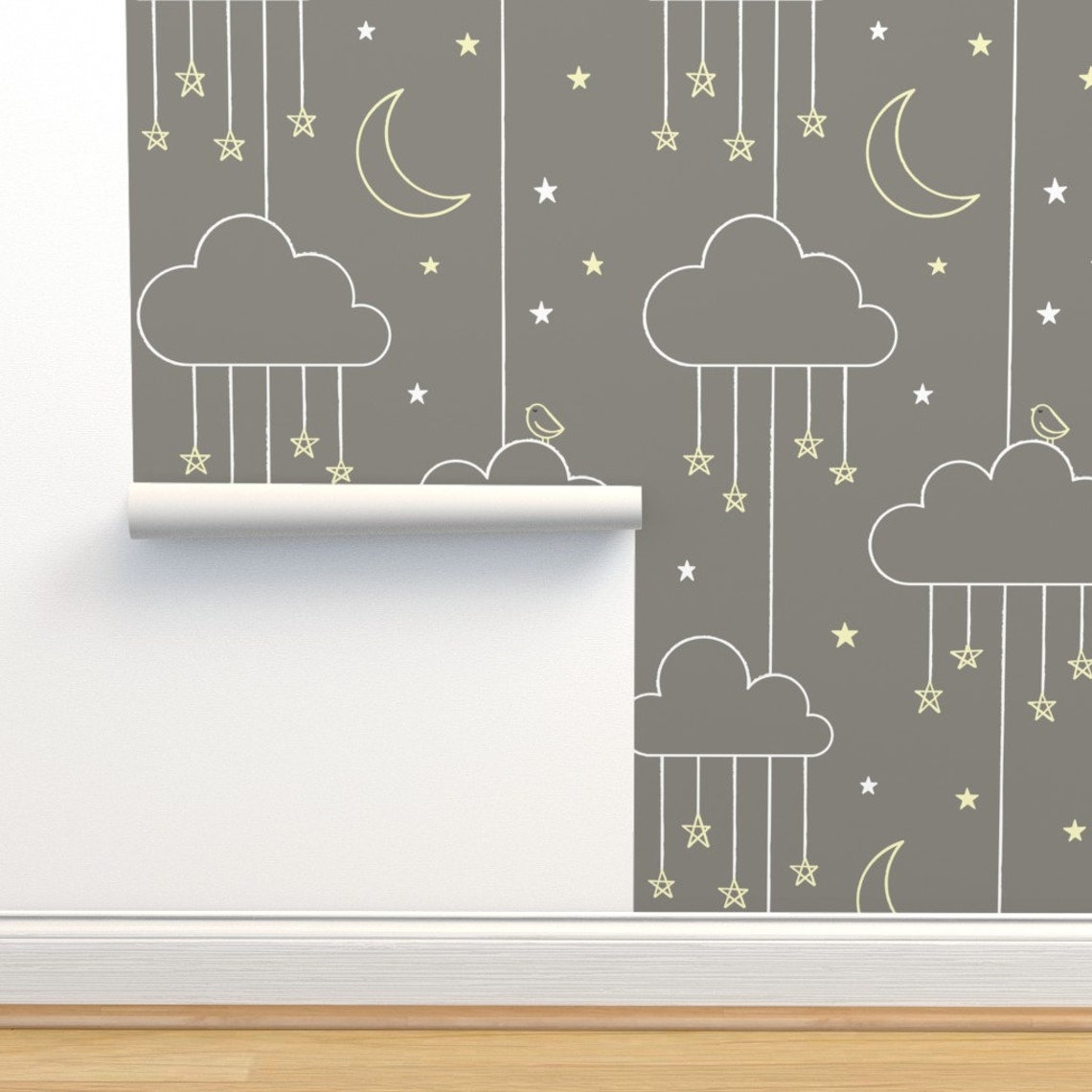 Nursery Clouds Wallpaper Sweet Dreams Chalky by Lellobird Etsy