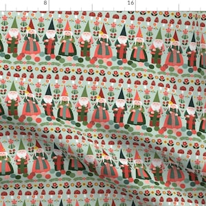 Knitting Gnomes Fabric - Knitting Gnomes By Laura Mooney - Knitting Gnome Stripe Craft Novelty Cotton Fabric By The Yard With Spoonflower