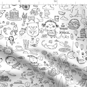 Whimsical Doodles Fabric - Massive Coloring In By Laurawrightstudio - Hipster Coloring Book Cotton Fabric By The Yard With Spoonflower