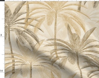 Neutral Palm Trees Fabric - Monochrome Palms by francisca_reyes - Tan Tropical Beige Coastal Nautical Fabric by the Yard by Spoonflower