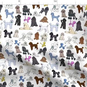 Poodles Fabric - Poodles White By Creativeworksstudios - Pets Dogs Balloon Animals Illustration Cotton Fabric By The Yard With Spoonflower