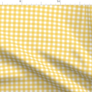 Yellow Check Fabric - Honey Yellow Gingham by northern_whimsy - Cottagecore Shabby Chic Gingham Check Fabric by the Yard by Spoonflower