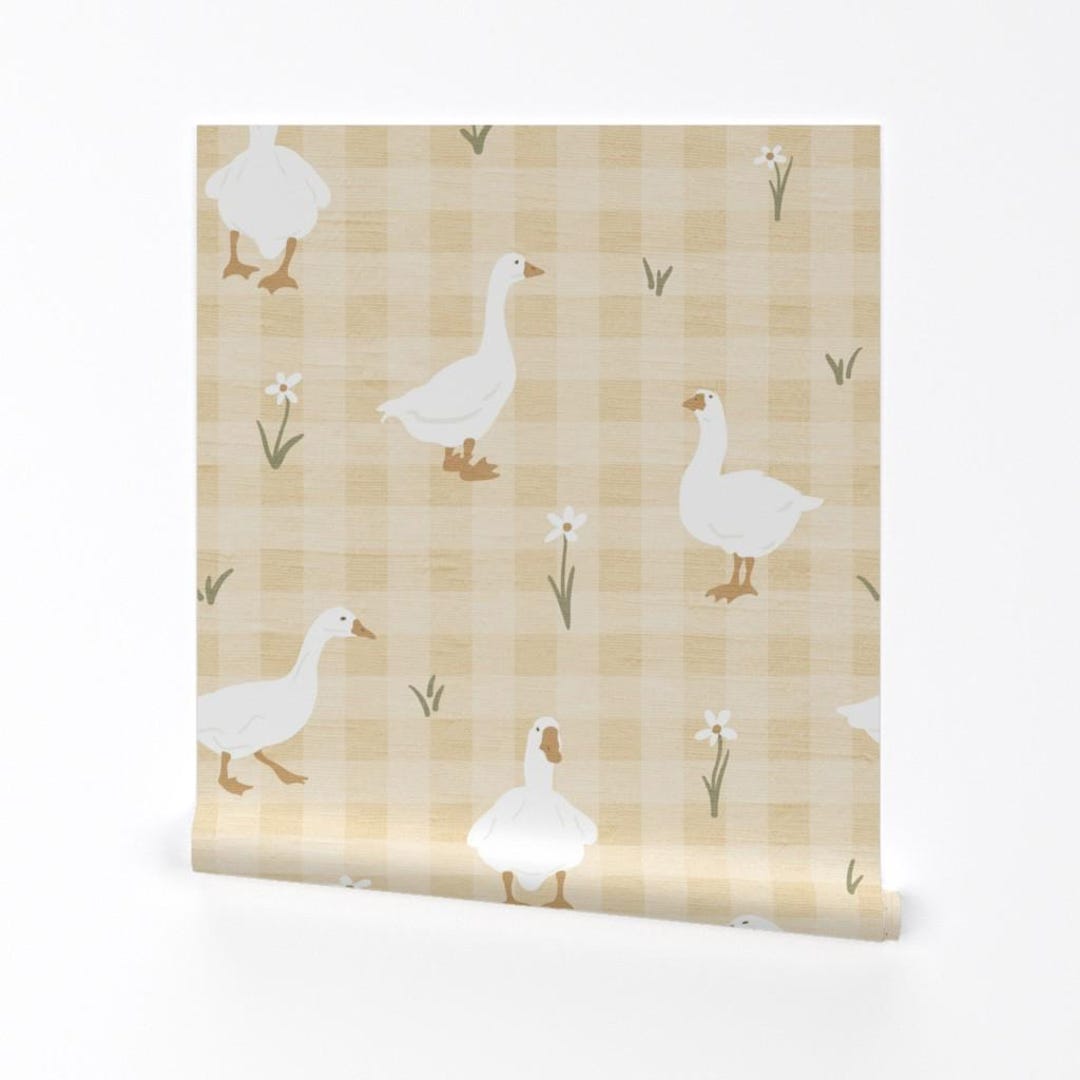 Gingham Goose Removable Peel and Stick Wallpaper - Playful Faux Texture ...
