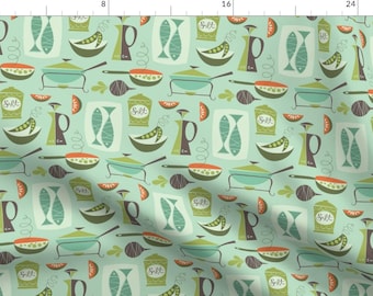 Vintage Kitchen Fabric - In The Kitchen By Studiojenny - Mid Century Modern Kitchen Home Decor Cotton Fabric By The Yard With Spoonflower
