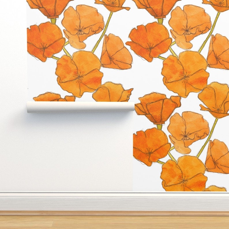 California Poppy Wallpaper Poppy Large Scale by Studiodena - Etsy