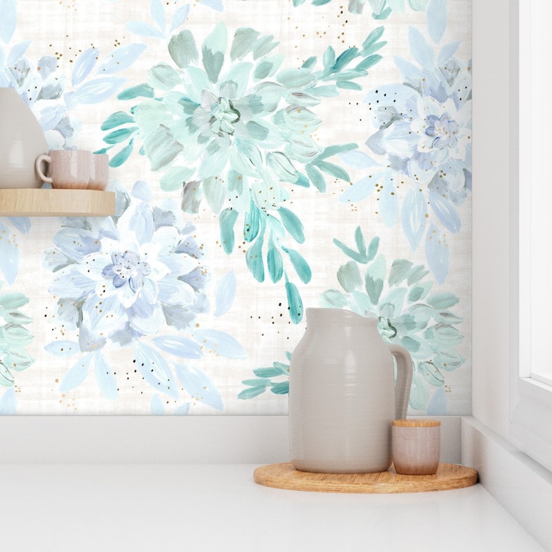 Succulent Wallpaper succulent Rosettes Cool Pastels by - Etsy
