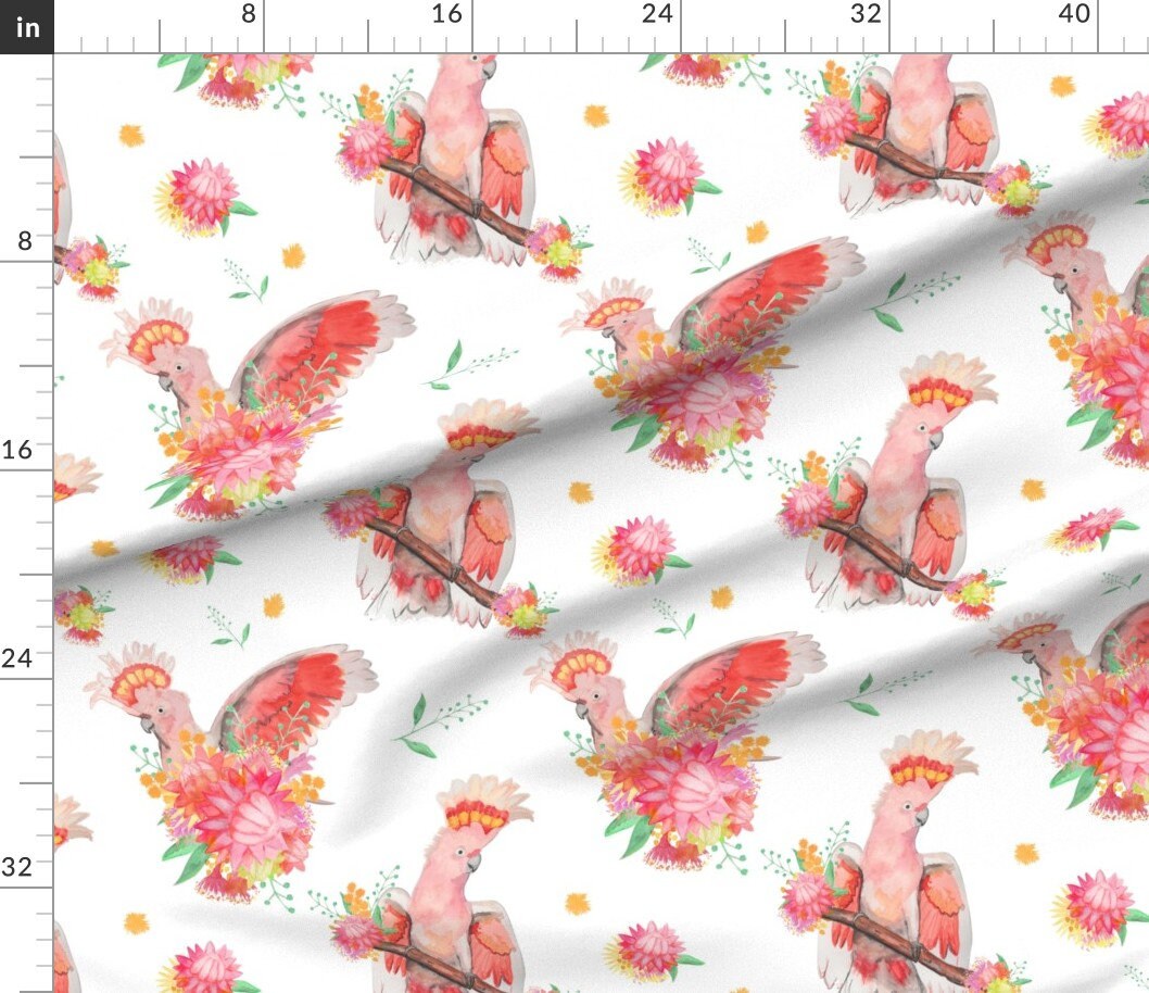 Cockatoo Fabric Hello By Vellaquin Cockatoo Etsy