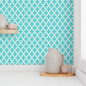 Papel tapiz de cuatro hojas - Turquesa marroquí de Sweetzoeshop - Decoración moderna para el hogar Ropa de cama Ropa de tela de algodón cortada a medida con Spoonflower imagen 7