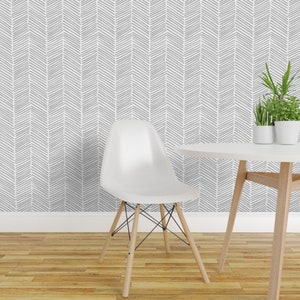 Chevron Wallpaper Freeform Arrows Large in Gray/White by Domesticate Spoonflower Custom Printed Removable Self Adhesive Wallpaper Roll image 3