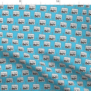 Blue Birthday Boy Cakes Fabric - Birthday Boy Aqua ~1&quot; By Arrowandtheheart - Birthday Cakes Cotton Fabric By The Yard With Spoonflower