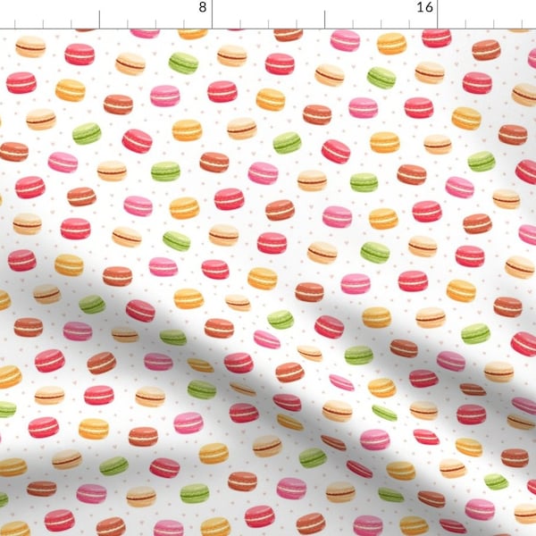 Macarons Fabric - Macarons By Stolenpencil - Macarons French Dessert Food Pink Green Brown Red Cotton Fabric By The Yard With Spoonflower