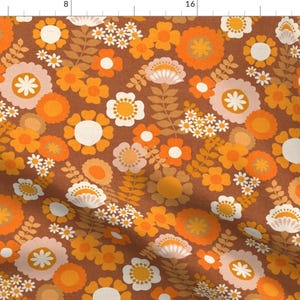 1970s Floral Fabric - Vintage Nostalgia  by ceciliamok - Brown Vintage Vintage Flowers Flower Power 70s Fabric by the Yard by Spoonflower
