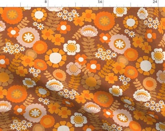 1970s Floral Fabric - Vintage Nostalgia  by ceciliamok - Brown Vintage Vintage Flowers Flower Power 70s Fabric by the Yard by Spoonflower