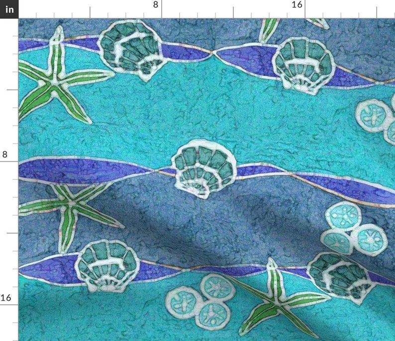 Batik Design Fabric Turquoise Sea Beach by Lauriekentdesigns Etsy UK