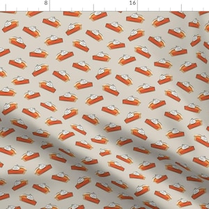 Pumpkin Pie Slice Fabric - Just One Slice - Pumpkin Pie On Beige By Littlearrowdesign - Pie Slice Cotton Fabric By The Yard With Spoonflower
