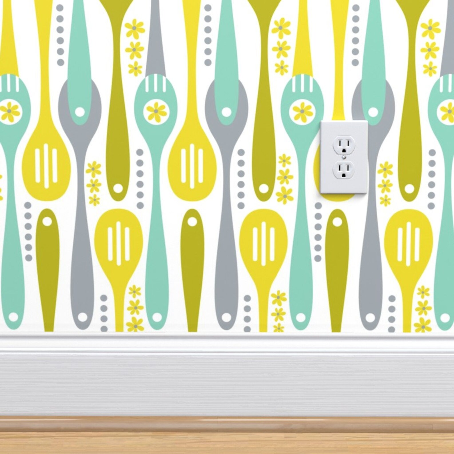 Spoons Wallpaper Yellow Spoon By Heatherdutton Etsy