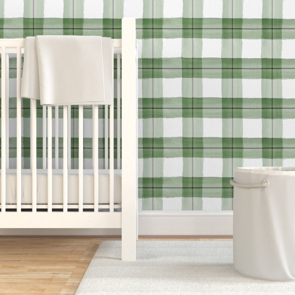 Green Plaid Wallpaper Plaid Green and Black by Daily - Etsy