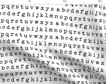 Typewriter Letters Fabric - Typewriter Alphabet - Black On White By Thin Line Textiles - Alphabet Cotton Fabric By The Yard With Spoonflower