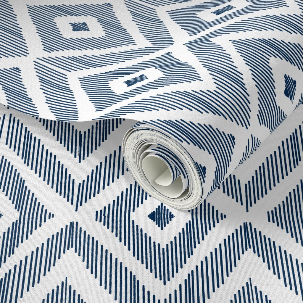 Dark Blues with Pink Ikat main image 1