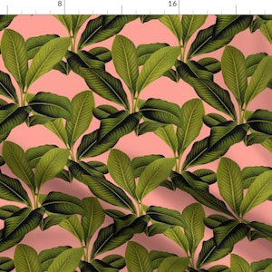 Tropical Palm Fabric - Palm In Palm ~ Pink ~By Peacoquettedesigns- Tropical Banana Leaf Botanical Cotton Fabric By The Yard With Spoonflower