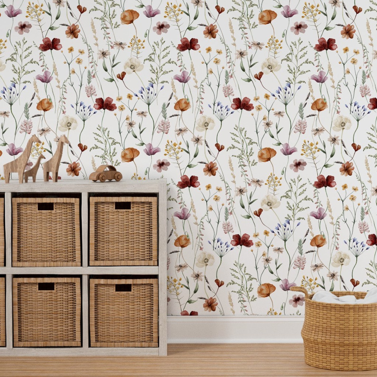 Cottagecore Wallpaper Hand Painted Watercolor Wildflowers by - Etsy