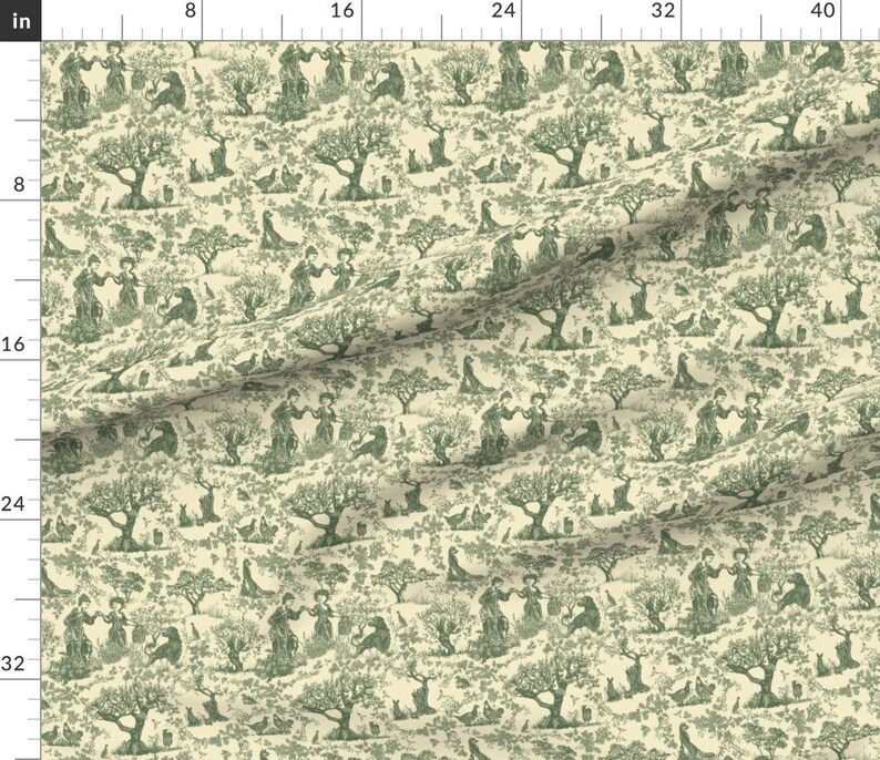 Vintage Toile Fabric Savannah Toile Sage by - Etsy