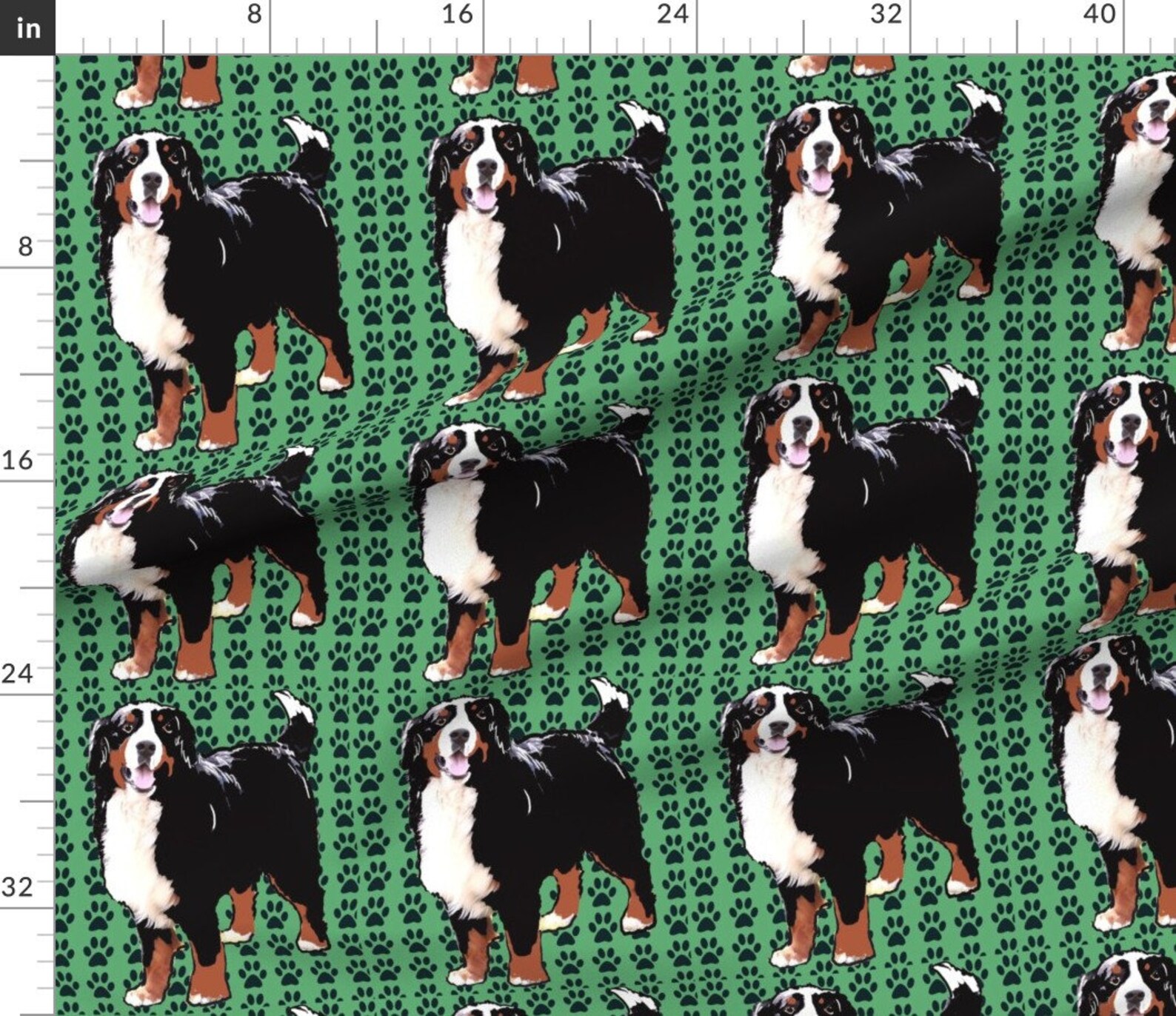 Bernese Mountain Dog Fabric Bernese Green by Dogdaze green Etsy