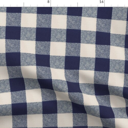 Navy and Cream Gingham Fabric Small Buffalo Check Navy // Etsy