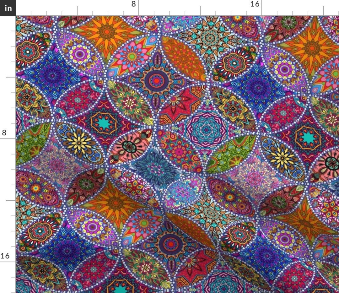  Boho Fabric By The Yard, Mandala Floral Upholstery