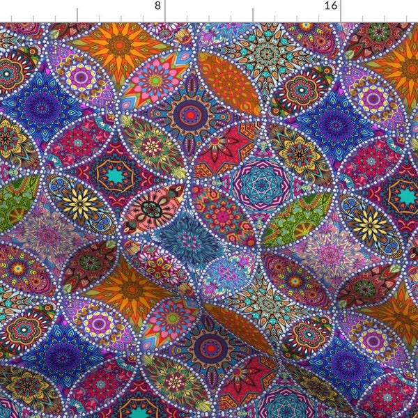 Boho Fabric - Mandala Madness By Heyletsgetmikey - Boho Mandalas Retro Home Decor Jewel Tones Cotton Fabric By The Yard With Spoonflower