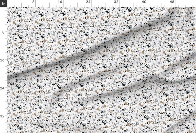 Terrrazo Fabric - Terrazzo Stone On White Medium Scale By Sylviaoh - Stone Modern Home Decor Tan Cotton Fabric By The Yard With Spoonflower image 2