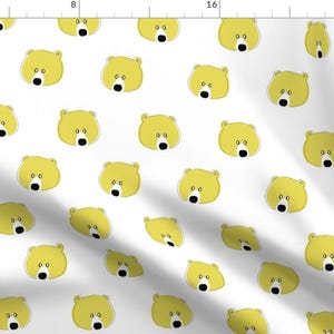 Yellow Bear Sketches Fabric - Happy Days Little Bear Face Yellow By Michellemanolov - Bear Doodle Cotton Fabric By The Yard With Spoonflower