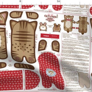 Red Fabric - Bobbit Pencil Case by woodmouse_bobbit -  Cut And Sew Cat Kawaii Cats Fat Quarter Fabric by the Yard by Spoonflower