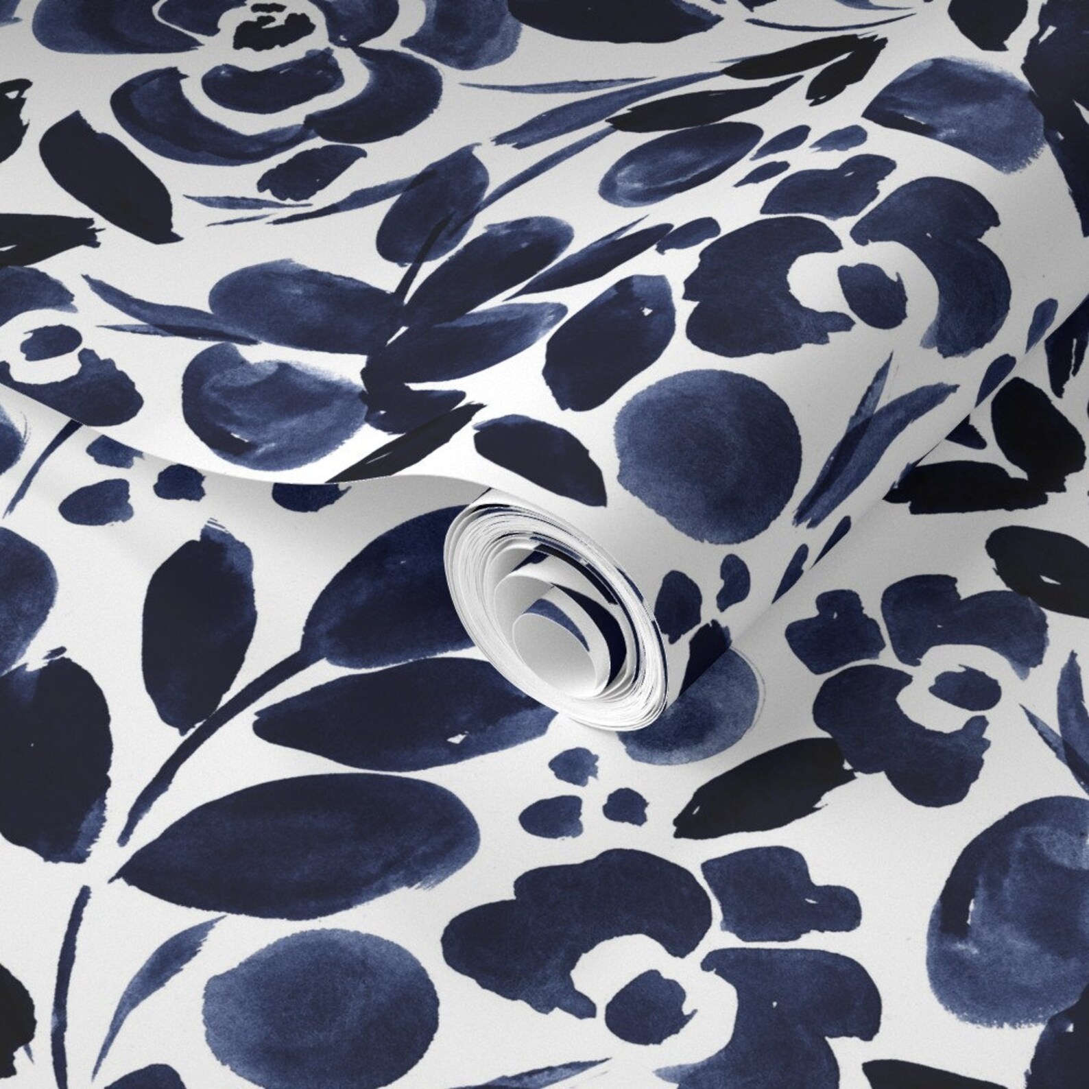 Floral Wallpaper Navy Floral Medium by Crystal Walen Etsy