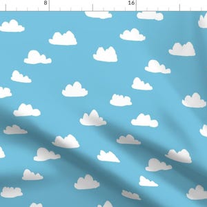 Clouds Fabric - Clouds // Soft Pastel Baby Blue Nursery By Andrea Lauren - Blue Cloud Sky Nursery Cotton Fabric By The Yard With Spoonflower