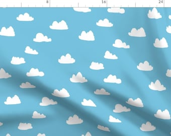 Clouds Fabric - Clouds // Soft Pastel Baby Blue Nursery By Andrea Lauren - Blue Cloud Sky Nursery Cotton Fabric By The Yard With Spoonflower